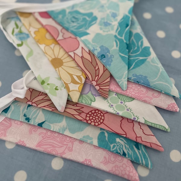 Retro Vintage Fabric Bunting, Banner, 