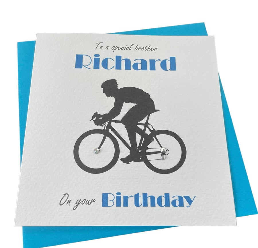 Handmade Personalised Bicycle Bike Cyclist Birthday Card