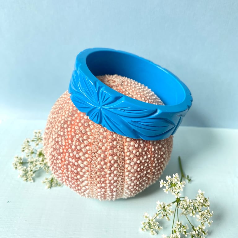 Sky Blue Floral Resin Bracelet