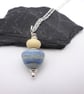 blue sea lampwork glass cone pendant necklace - Image 2