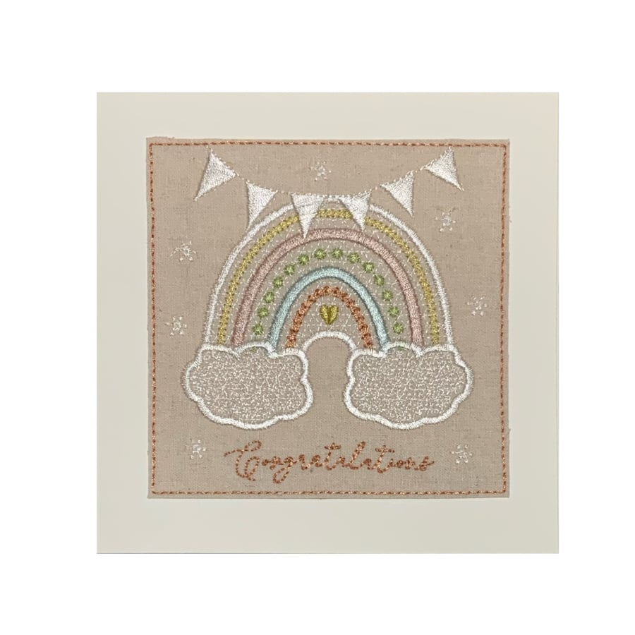 Embroidered Rainbow Card