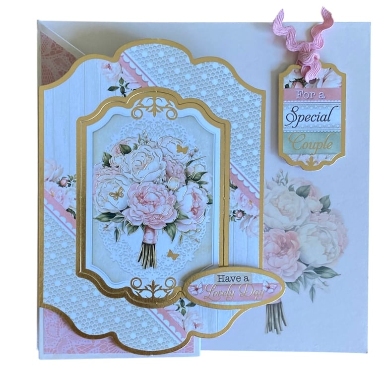 Pastel Peony Congratulations Card for an Engagement, Wedding or Anniversary 