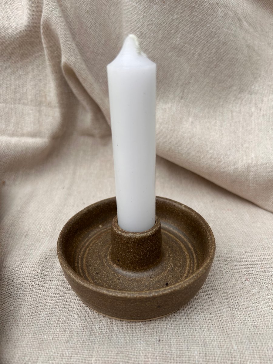 Leather brown candle holder