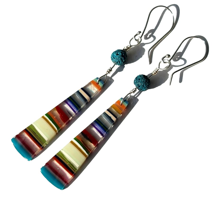 Surfite Sterling Silver .925 Earrings Handmade Jewellery Gift with Lava Beads