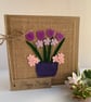 Handmade Birthday Card. A pot of purple and pink flowers from wool felt. - Image 3