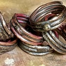 Rustic recycled silver-fused copper wire rings