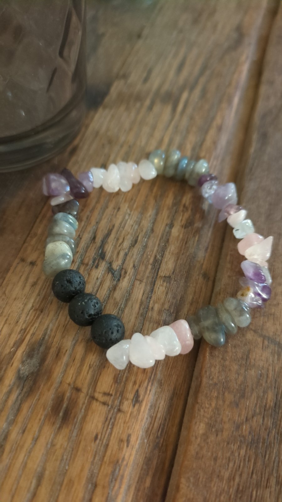 Anxiety relief bracelet with amethyst  rose quartz and labradorite