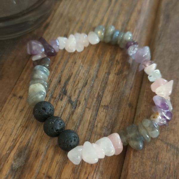 Amethyst rose quartz and labradorite bracelet for anxiety