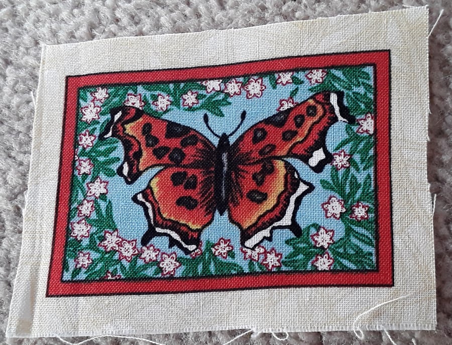 Orange,black and white butterfly. 100% cotton fabric