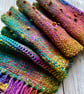 Hand dyed, spun and woven scarf Autumn Rainbow - Image 3
