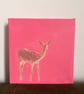 Deer Acrylic Painting Pink Background on 6"x6" Chunky Box Canvas 