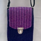 Authentic Scottish Wool Harris Tweed Small Mini Phone Crossbody Shoulder Bag 