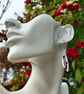 Large Sterling Silver Leaf Print Earrings, with Red Agate Gemstones on Hookwires - Image 4