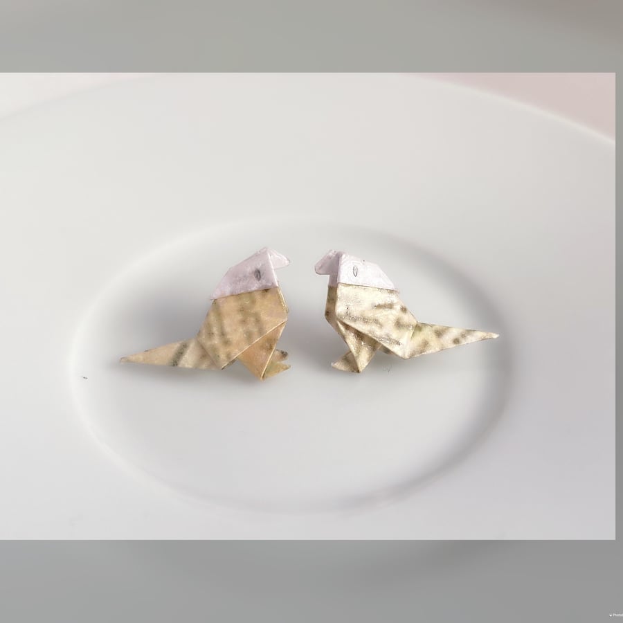 Origami Bird Earrings, Paper Bird Earrings, Tiny Stud Earrings, Bird Earrings