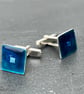 Enamel Cufflinks, silver cufflinks, blue cufflinks, men’s cufflinks, enamel,
