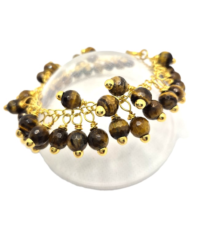 Tiger's Eye bubble bracelet with gold plated chain