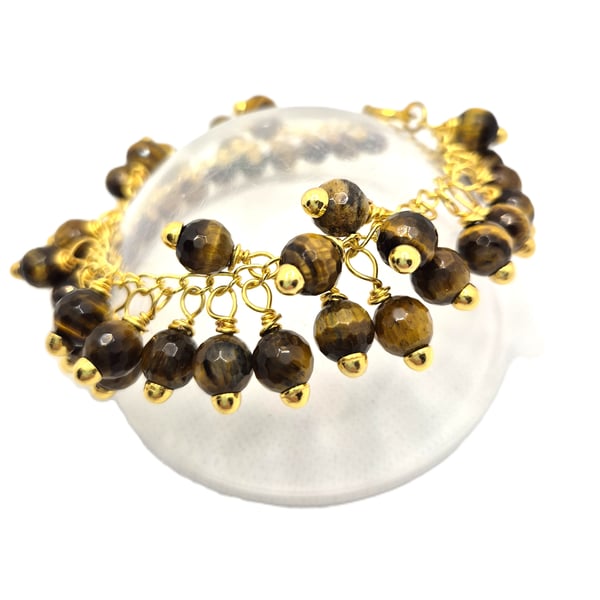 Tiger's Eye bubble bracelet with gold plated chain
