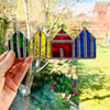 Stained Glass Suncatcher Beach Huts - Handmade Hanging Decoration - Multi