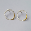Nature inspired 'LICHEN' silver stud earrings with gold accent 