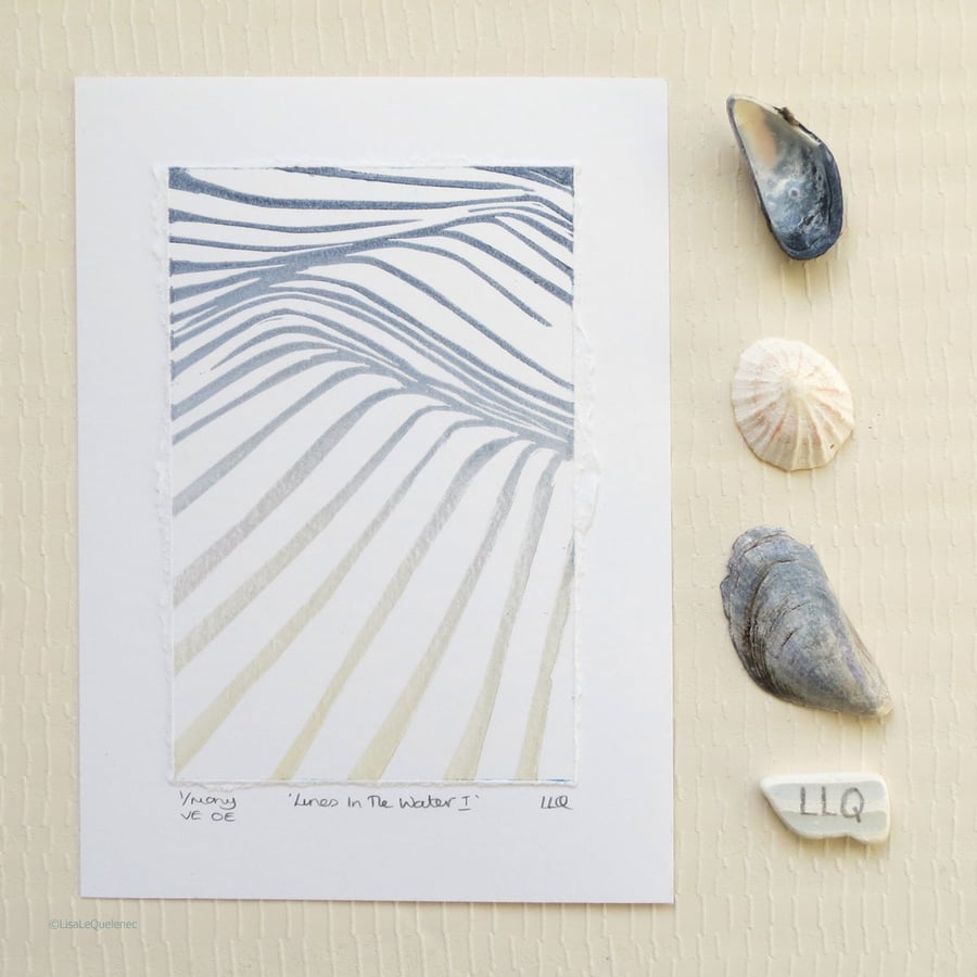 Contemporary minimalist modern surf style lino print