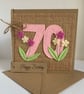 Handmade 70th Birthday Card. Keepsake Card. Textile Card. - Image 4