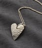 Molten Heart Pendant Necklace, Textured  Statement Jewellery