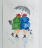 Best Friends walking the Dog together in the rain. Original Painting - Image 5