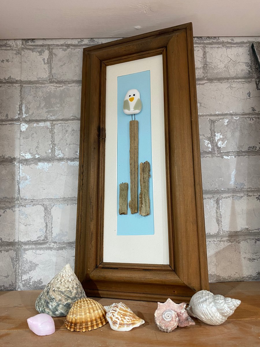 Fused Glass Seagull Framed Art
