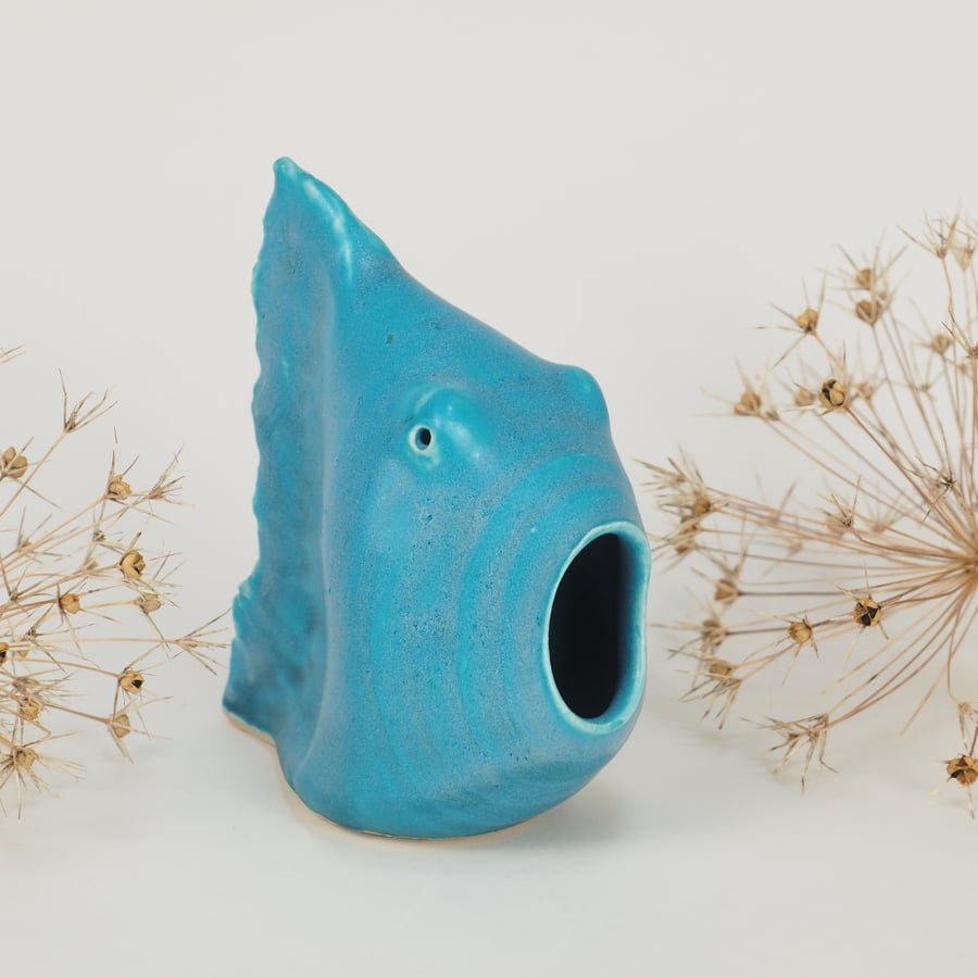 Ceramic Turquoise Fish - Shocked !