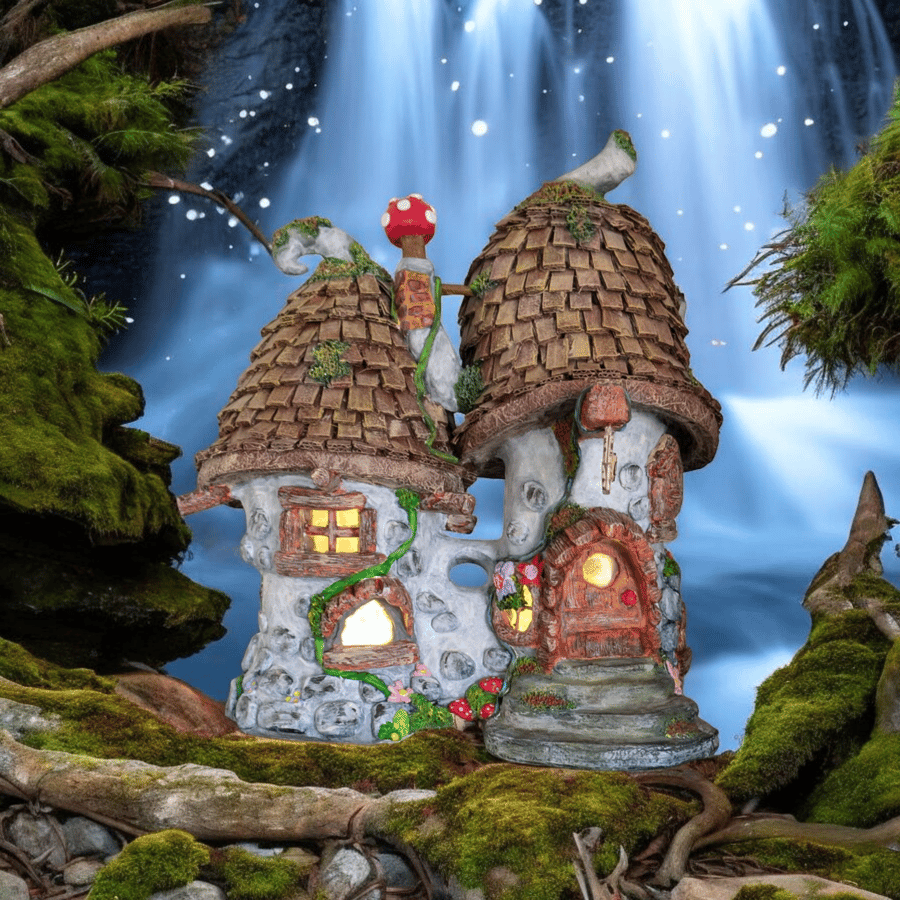 Whimsical illuminated fairy cottage 