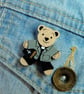 Vicar and Bible Bear, Handmade Teddy Bear Badge Pin, Thank You Gift For Vicar - Image 2