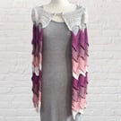 Purple, Pink and White Chevron Crochet Cape - Women's Lightweight Shoulder Wrap
