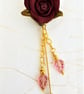 Burgundy Rose Stick Pin Brooch - Image 2