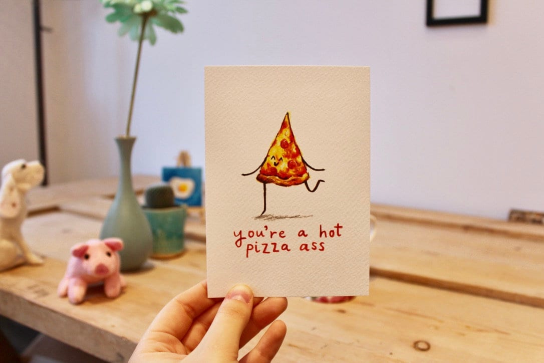 You're a Hot Pizza Ass - Pun - Postcard - A6 Print