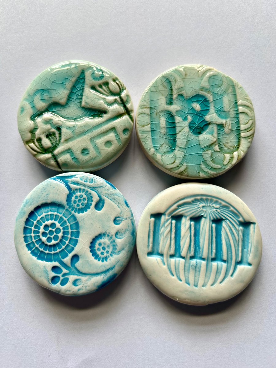 Set of 4 ceramic fridge magnets, keepsakes