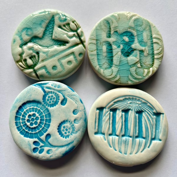 Set of 4 ceramic fridge magnets, keepsakes