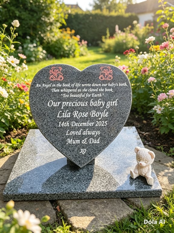 Personalised heart memorial plaque Heart gravestone baby memorial stone