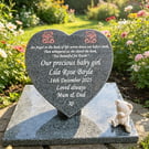 Personalised heart memorial plaque Heart gravestone baby memorial stone