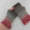 CLEARANCE SALE  Dragon Scale Cuff Fingerless Gloves Black Grey Pink 