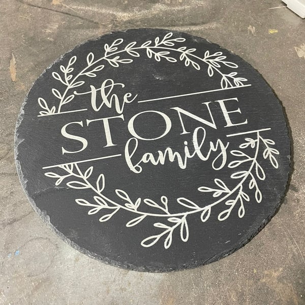 Personalised Laser Engraved Slate Family Platter