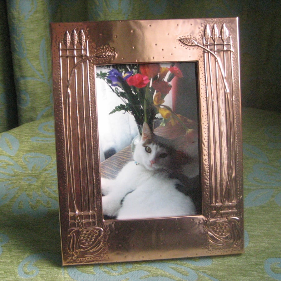 Handmade Copper Photo Frame, Mackintosh Style