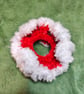 Red with White Fur Trim Medium Scrunchies Hair Tie
