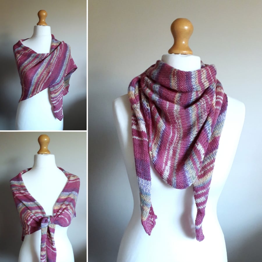 Dark Pink Wrap, Stole, Shawl - 75% Wool 