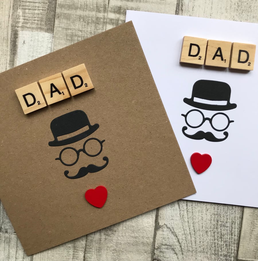 Personalised Handmade Male Happy Father's Day or Birthday Card scrabble tiles