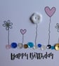 Birthday Card - Flowers, Hearts and Sequins - Turquoise and Pink - Image 7