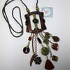 Upcycled Brown Vintage Buckle Boho Necklace 