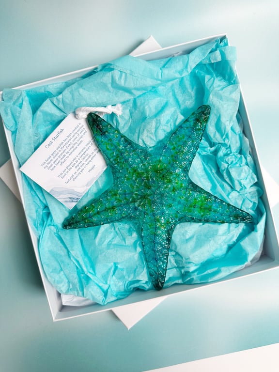 Large Fused Glass Starfish -Turquoise-Teal
