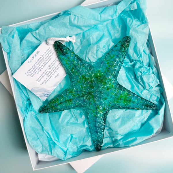 Large Fused Glass Starfish -Turquoise-Teal