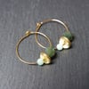 Floral Gemstone Hoops Moss Agate Quartz green turquoise gold