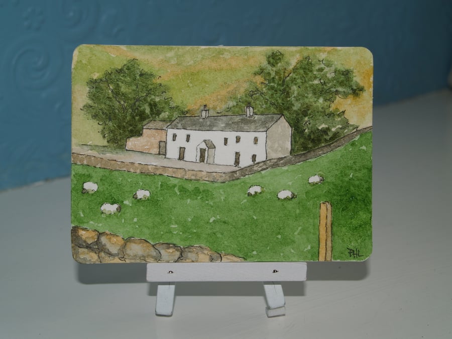 ACEO Original Farmhouse in the Yorkshire Dales